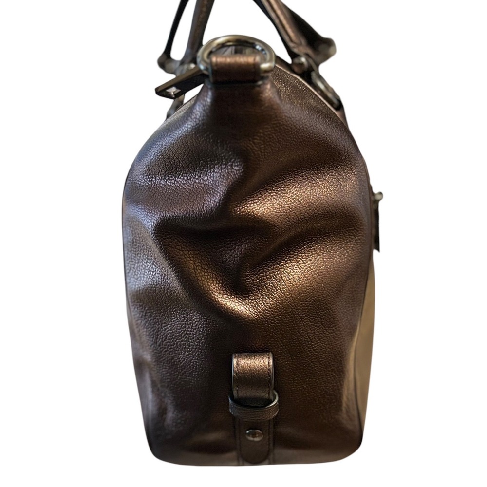 Coach Primrose Satchel Tote Bronze Metallic Pebbled Leather Gunmetal Hardware - Picture 11 of 16